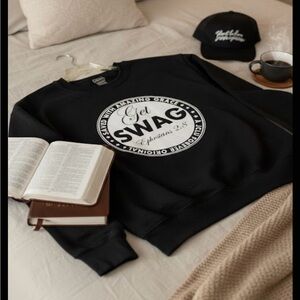 Women’s Black 'Get Swag' Christian Bible Verse Graphic Sweatshirt Size Small